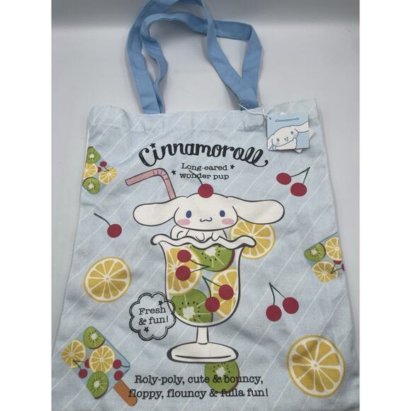 Hello Kitty Cinnamoroll Blue Canvas Tote Bag Sanrio X Miniso New With Tags - Picture 2 of 7